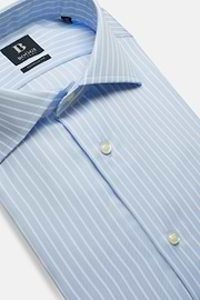 Regular Fit Sky Blue Striped Cotton Twill Shirt, Light Blue, hi-res