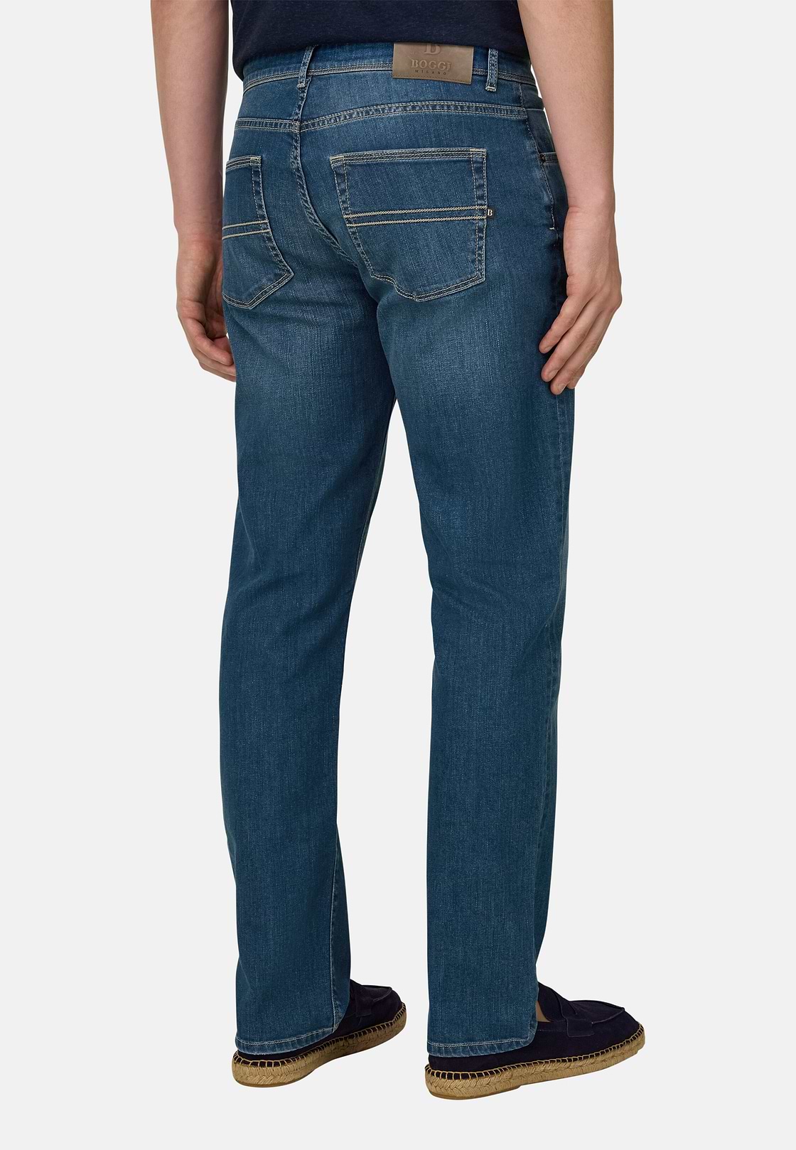 Vaquero De Denim Elástico Azul Medio, Azul, hi-res, 3