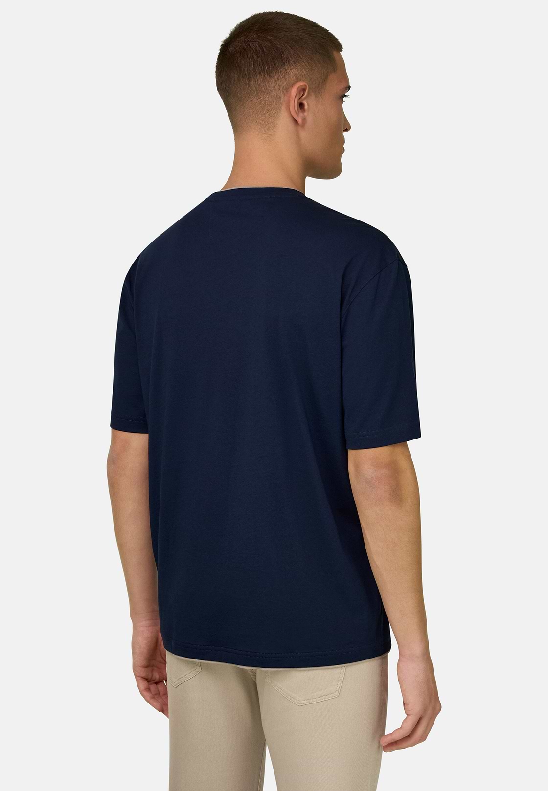 T-shirt In Cotone Pima, Navy, hi-res, 3