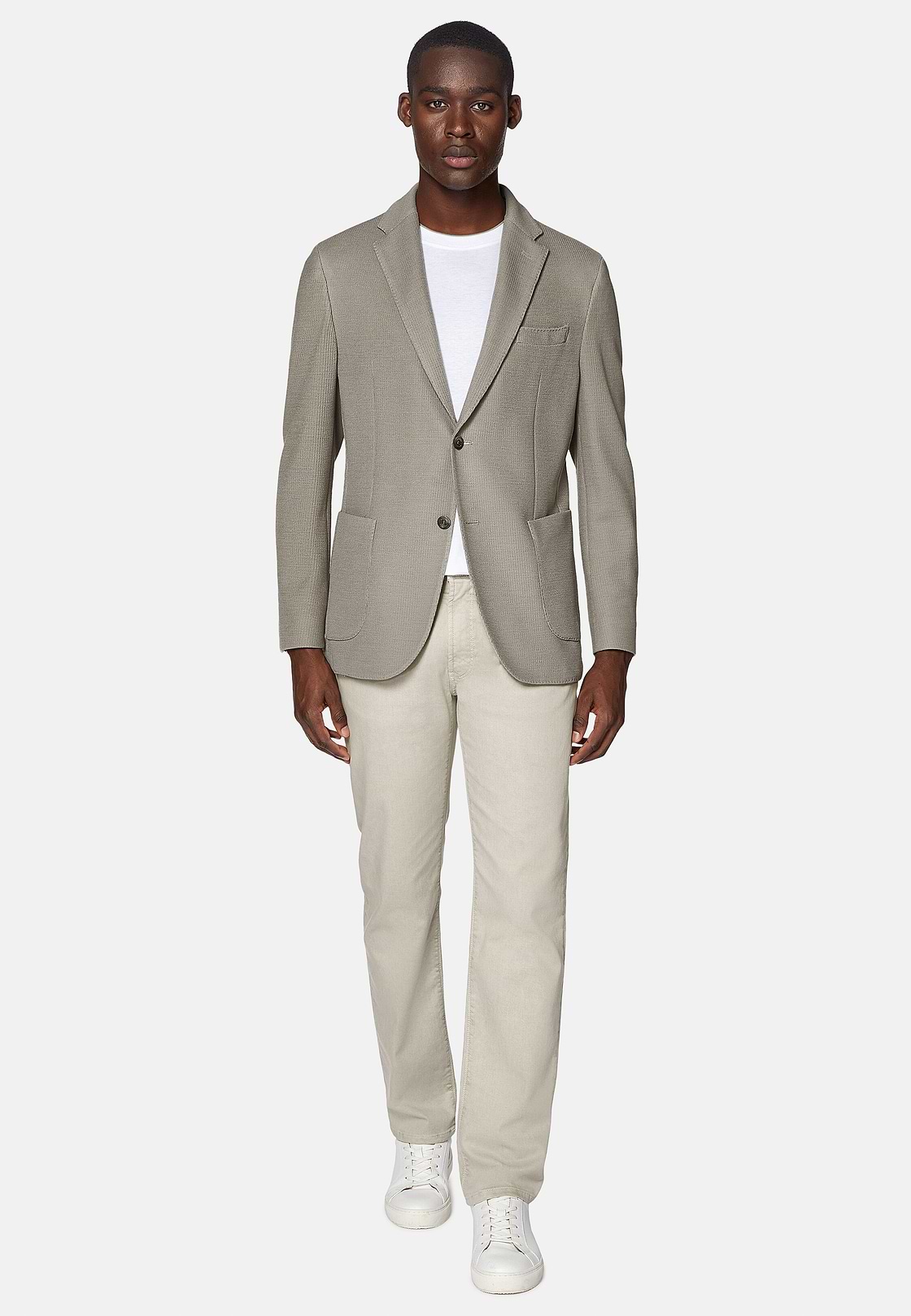 Taupe Textured Wool Jersey Jacket, Taupe, hi-res