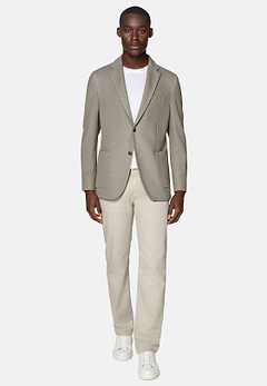 Taupe Textured Wool Jersey Jacket