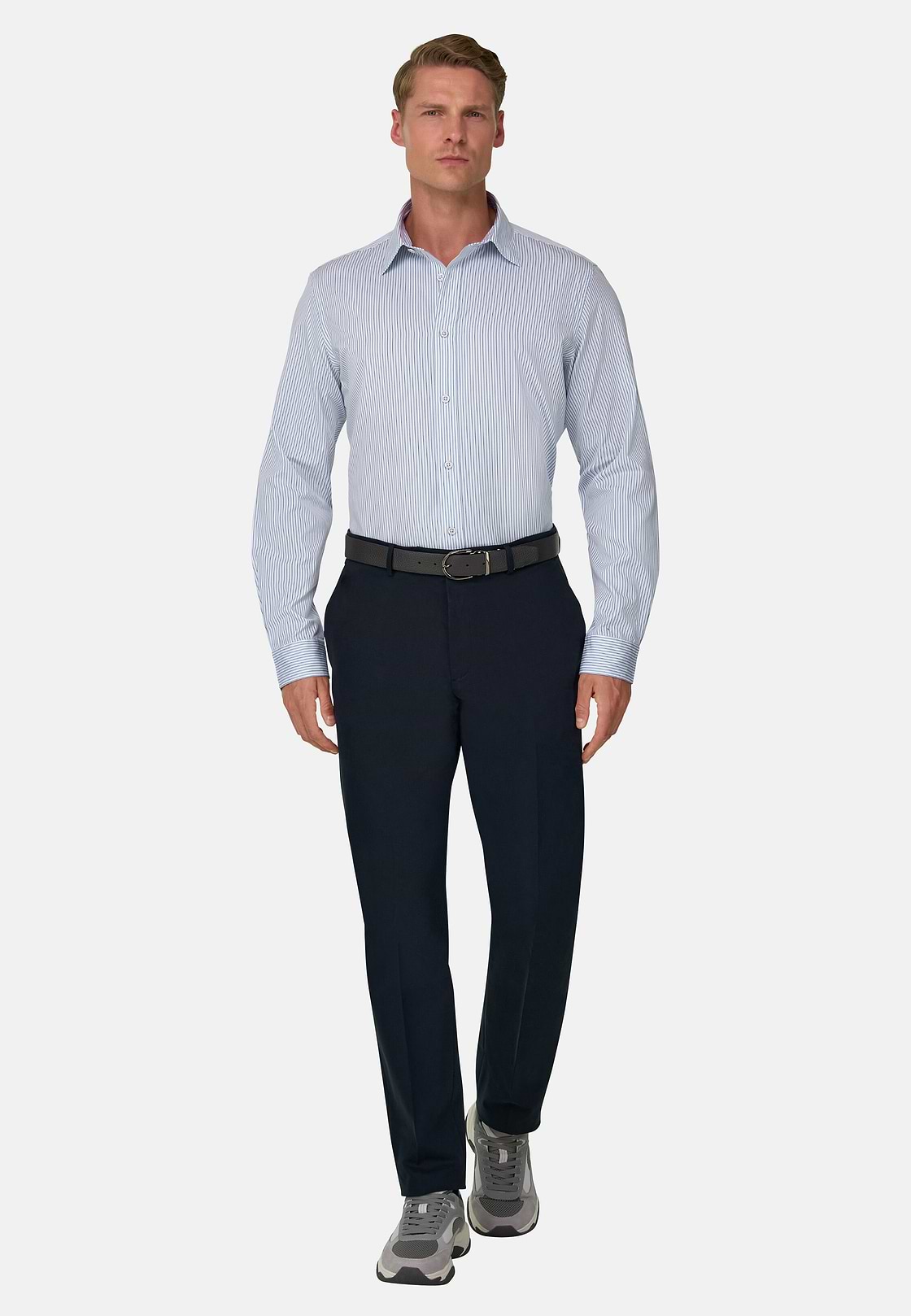Shirt Striped Poplin Regular Fit, Light Blue, hi-res, 2