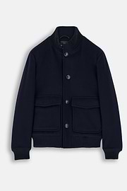 Jacket Padded in Wool Cashmere, Navy blue, thumb, 6