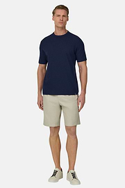 T-Shirt In Cotone Lino, Navy, thumb, 2