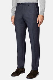Pantalon En Flanelle Extensible., bleu marine, hi-res