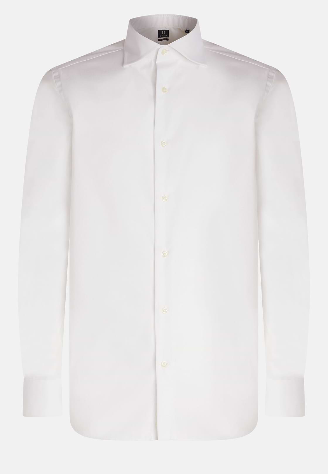 Camisa blanca en pin point de algodón regular fit, Blanco, hi-res