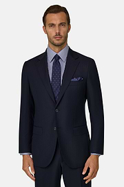 Suit in Herringbone Wool, Navy blue, thumb, 1