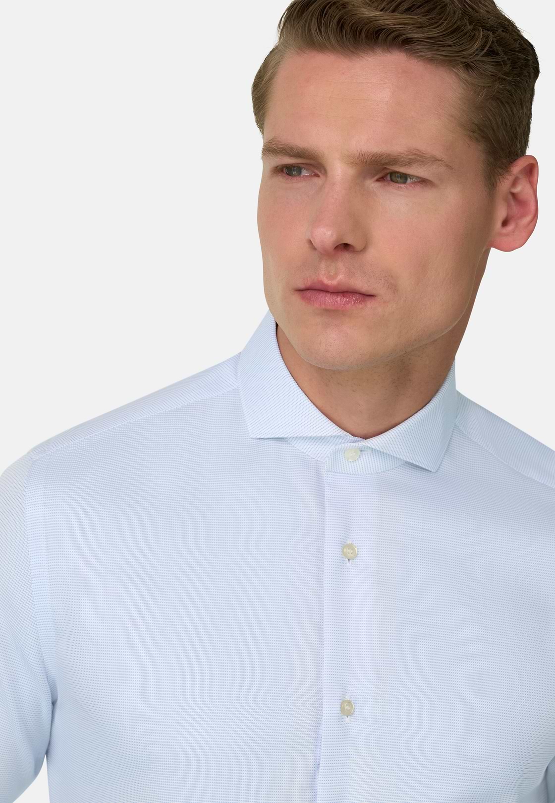 Camicia In Cotone Slim Fit, Azzurro, hi-res, 4