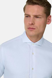 Camicia In Cotone Slim Fit, Azzurro, thumb, 4