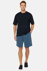 Ultra Light Cotton Velour Bermuda Shorts, Indigo, hi-res