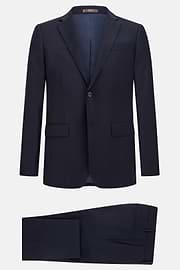 Anzug Mit Mirco-Resca Aus Reiner Stretchwolle, Navy blau, hi-res