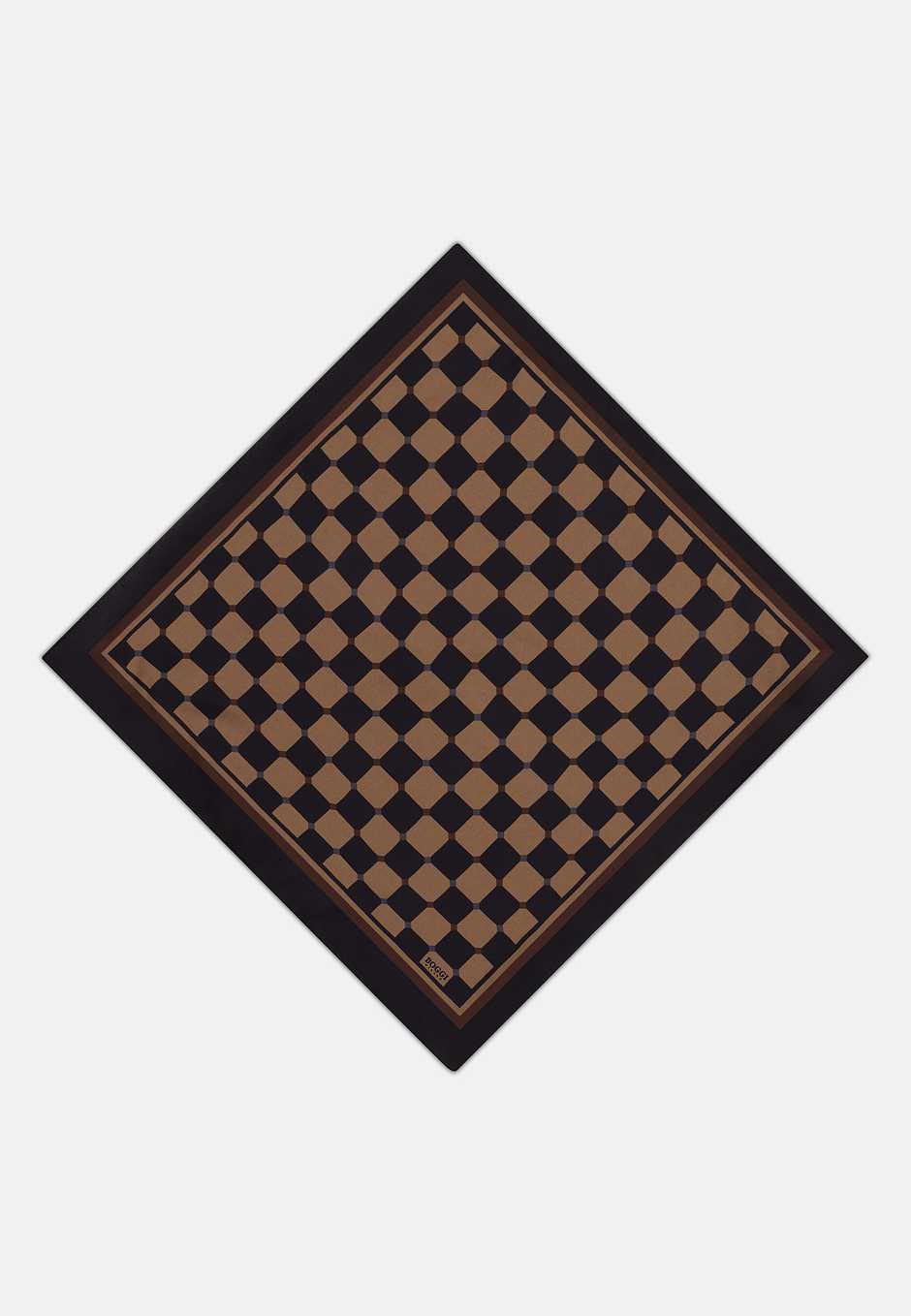 Bandana Estampado Geométrico de Seda, Negro, hi-res