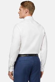White slim fit cotton pin point shirt, White, hi-res