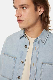 Cotton Denim Overshirt, Light Blue, hi-res