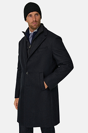 Coat in Wool with Bib, Navy blue, thumb, 1