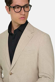 Giacca In Lino E Cotone Melange, Sabbia, thumb, 4