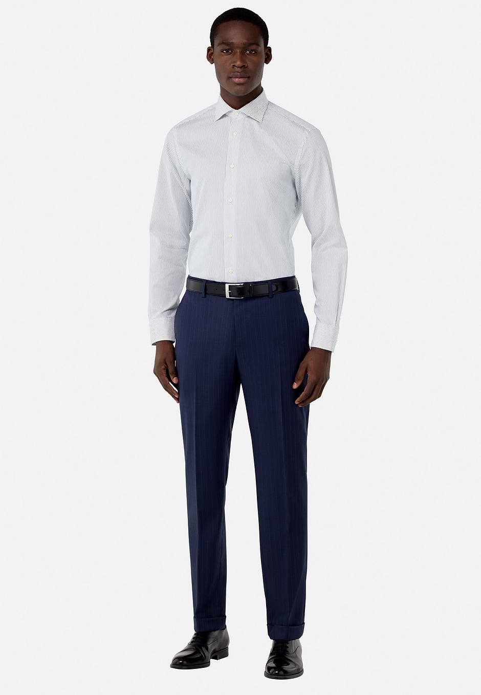 Chemise en Coton Slim Fit, Bleu, hi-res