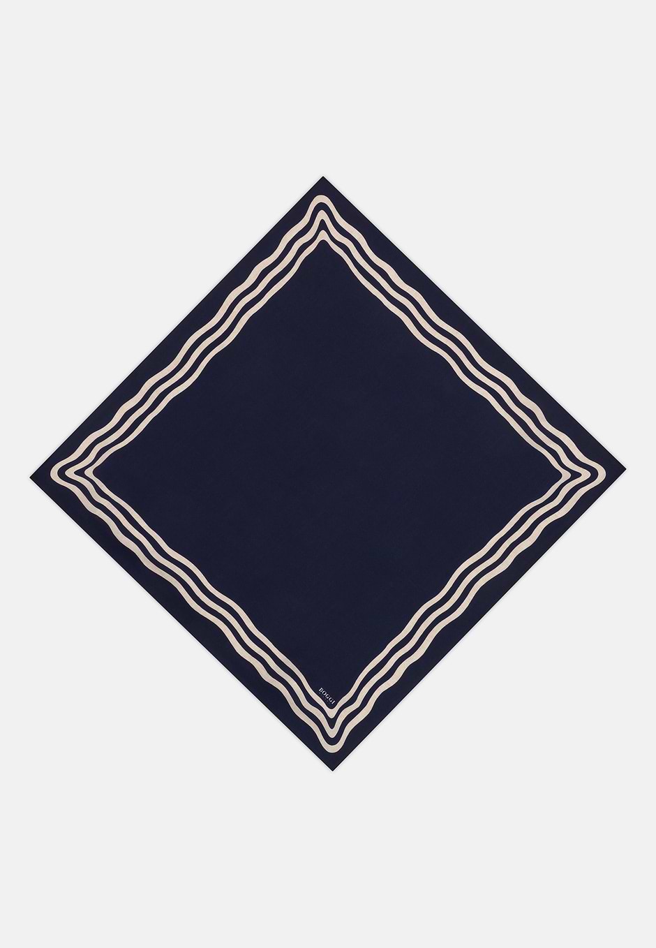 Bandana Frame Motif in Silk, Navy blue, hi-res