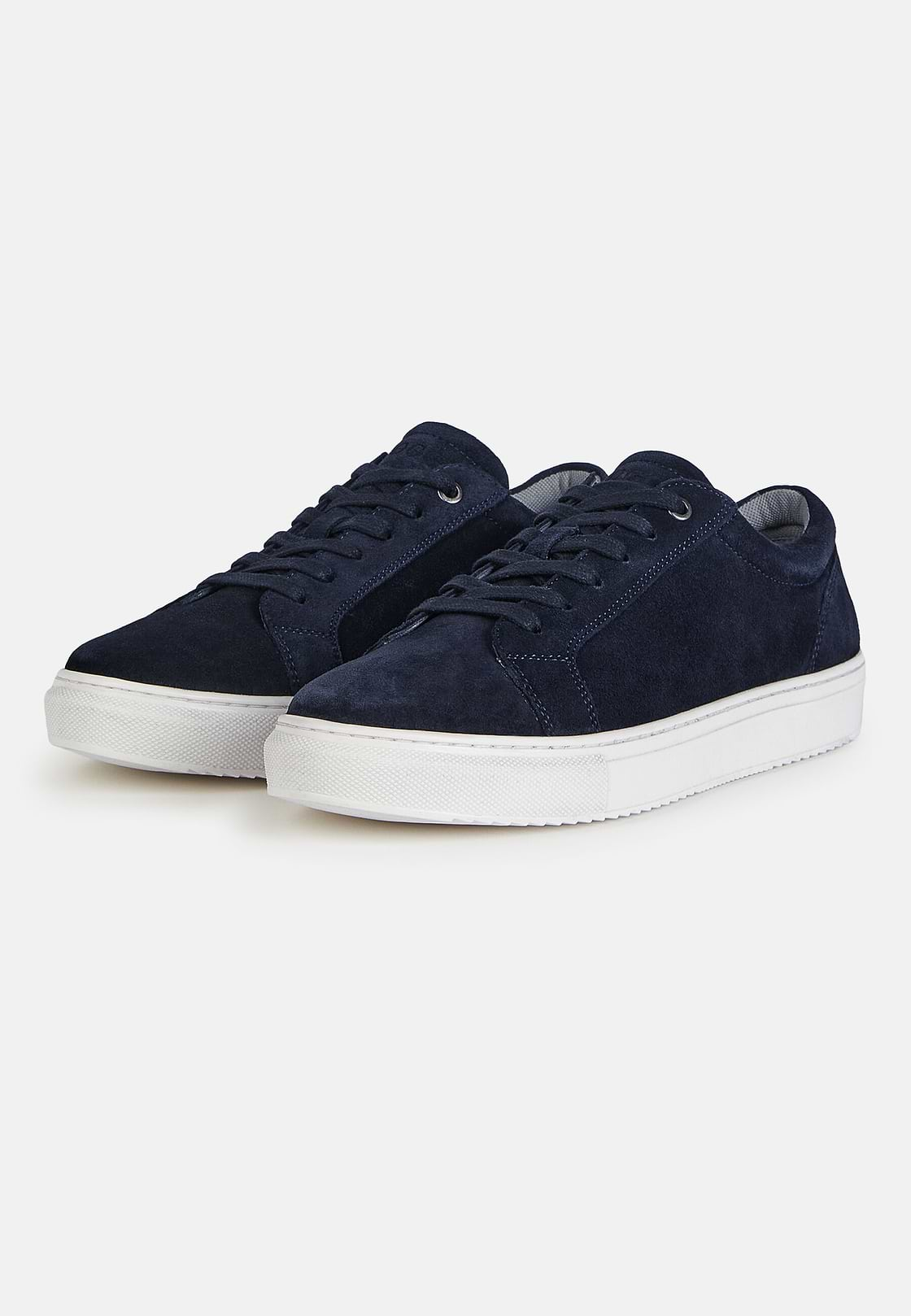 Suede Sneakers With Box Sole, Navy blue, hi-res