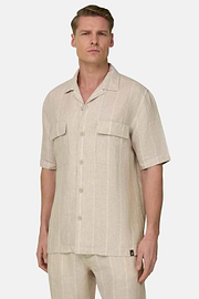 Camisa Rayas Diplomáticas Lino Regular Fit, Arena, thumb, 2