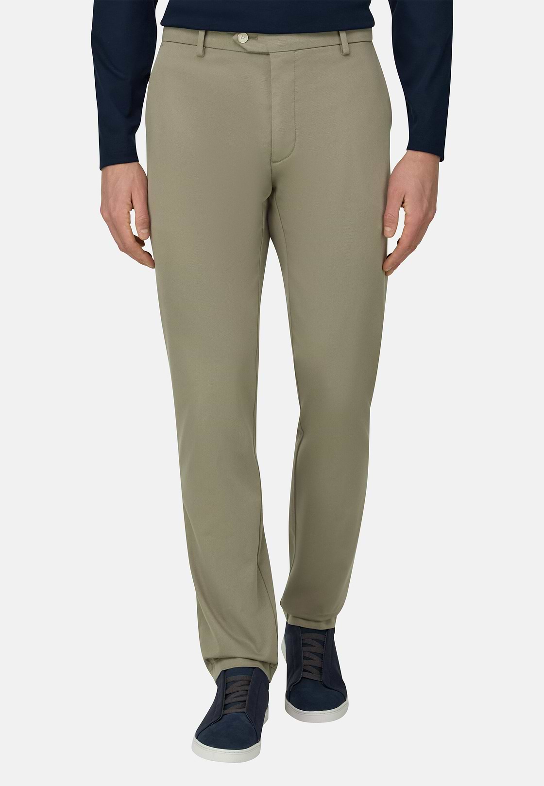 Pantalon En Coton Tencel Extensible, Vert, hi-res, 1