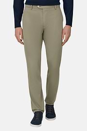 Pantalon En Coton Tencel Extensible, Vert, thumb, 1