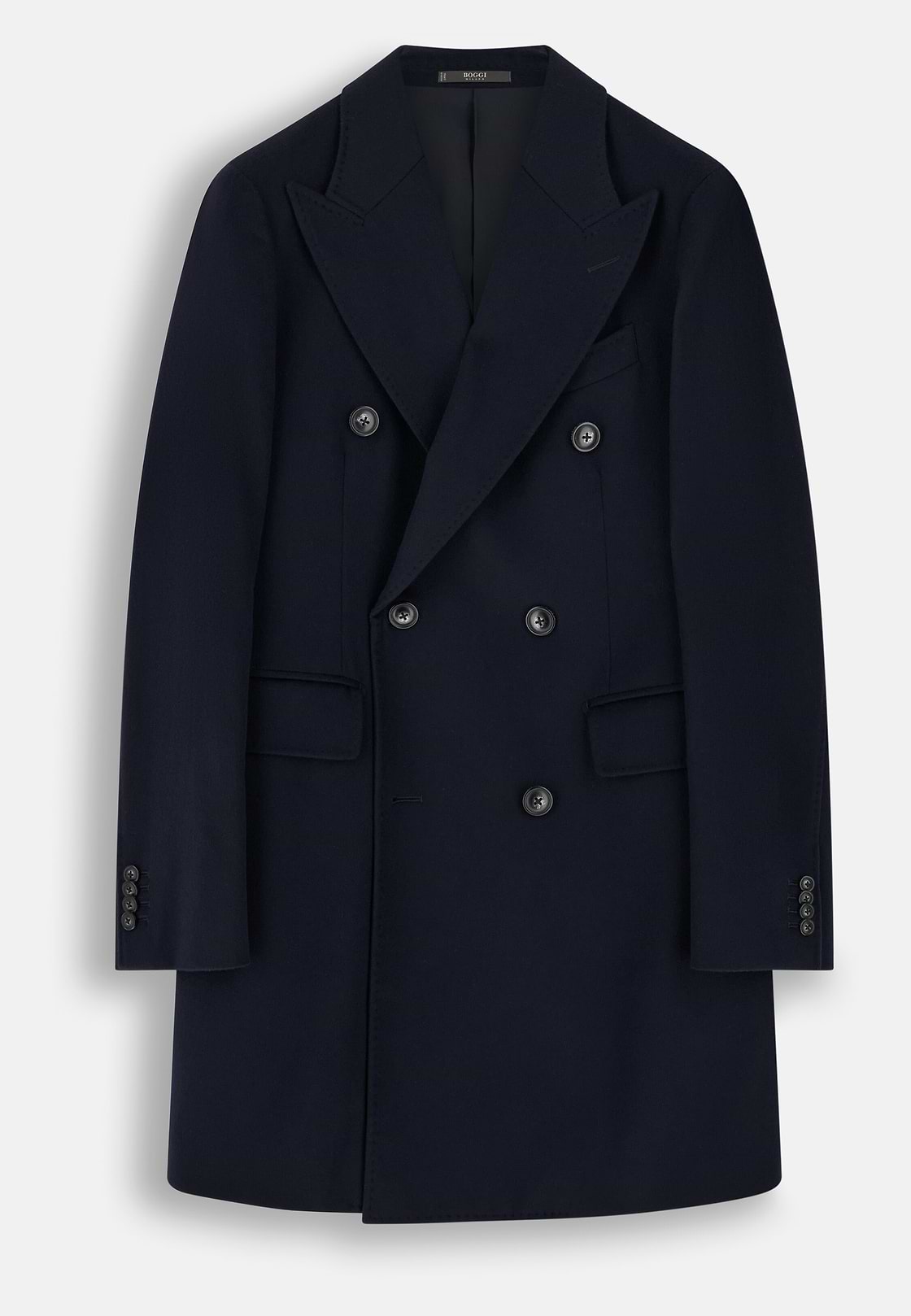 Coat in Pure Cashmere Double-Breasted, Navy blue, hi-res, 6