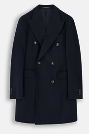 Coat in Pure Cashmere Double-Breasted, Navy blue, thumb, 6