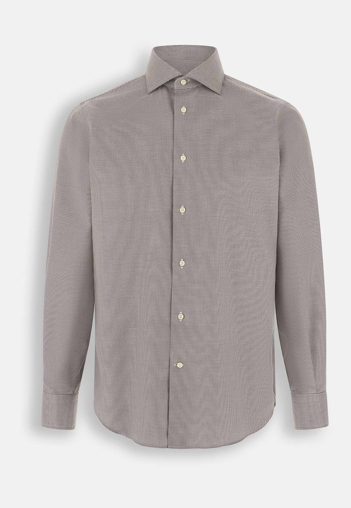 Houndstooth Cotton Shirt Regular Fit, Brown, hi-res, 7