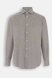 Houndstooth Cotton Shirt Regular Fit, Brown, thumb, 7