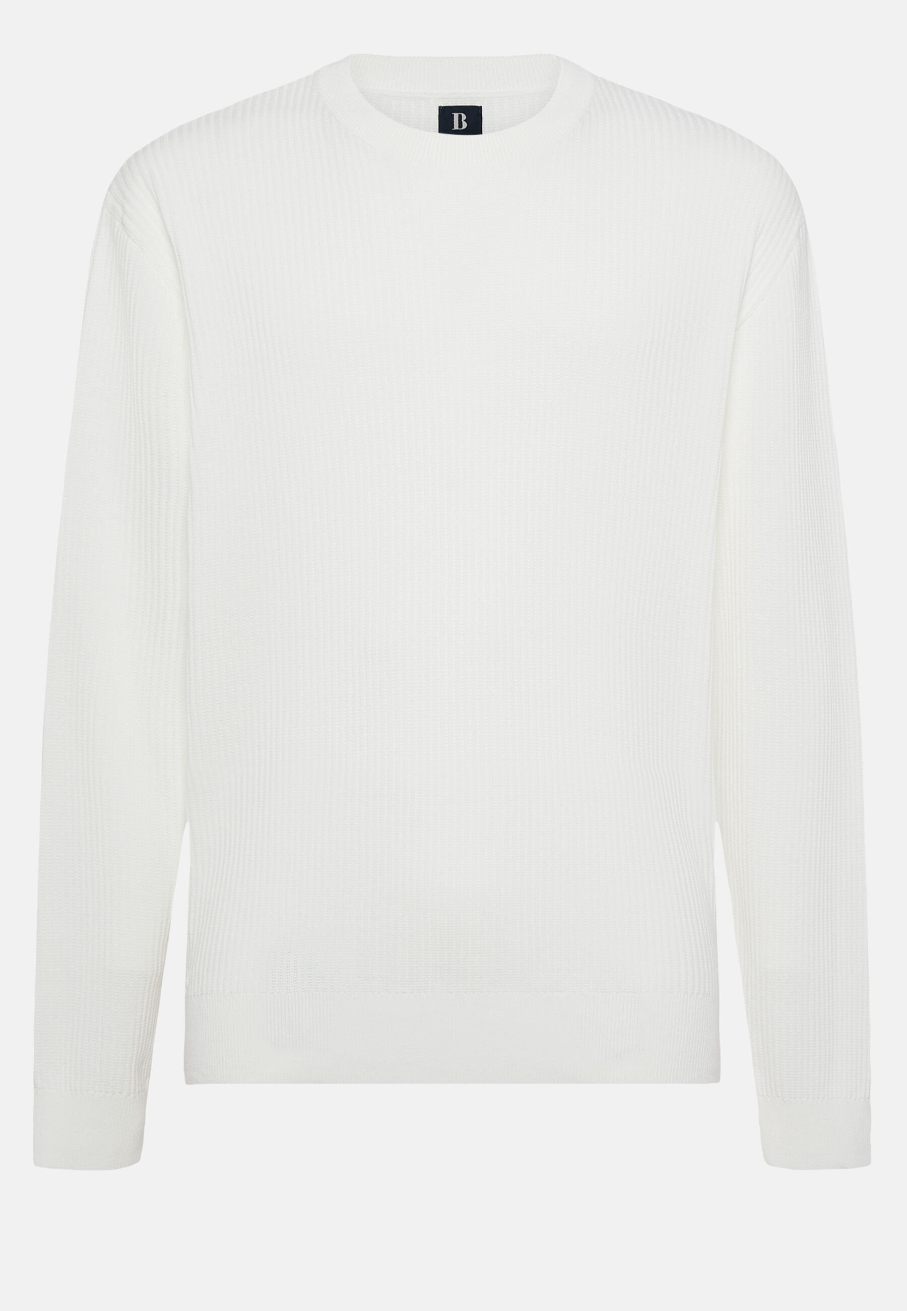 White Crew Neck Cotton Jumper, White, hi-res