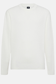 White Crew Neck Cotton Jumper, White, hi-res