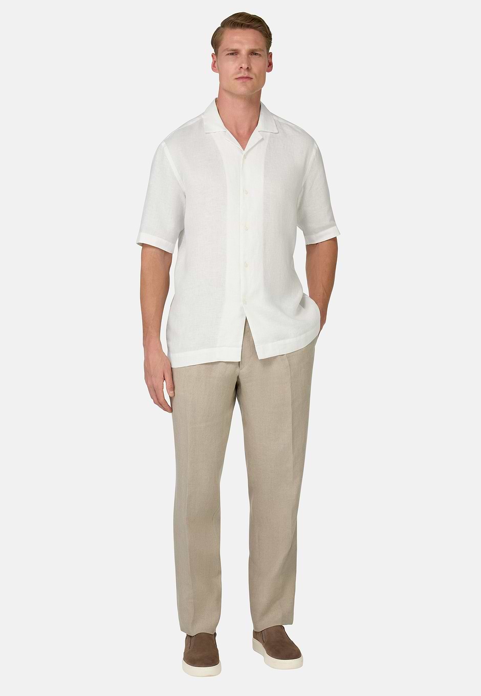 Regular Fit Linen Shirt, White, hi-res