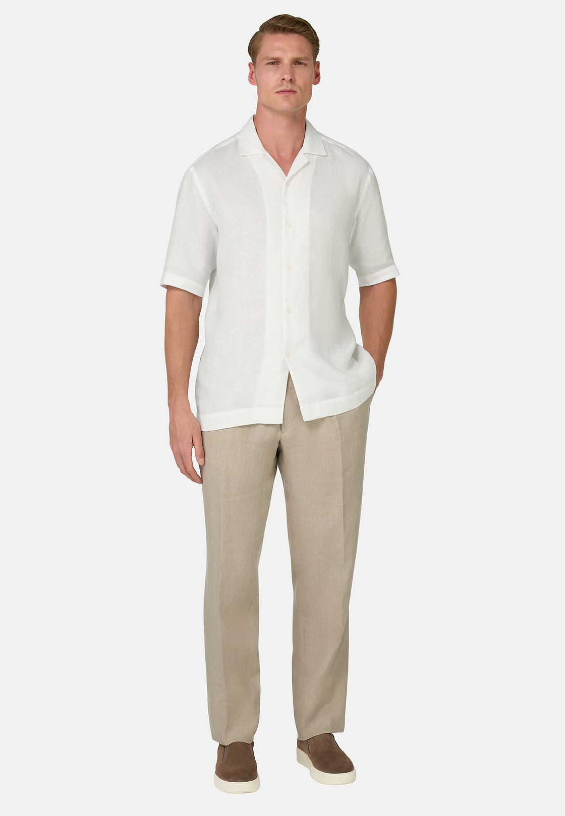 Regular Fit Linen Shirt, White, hi-res