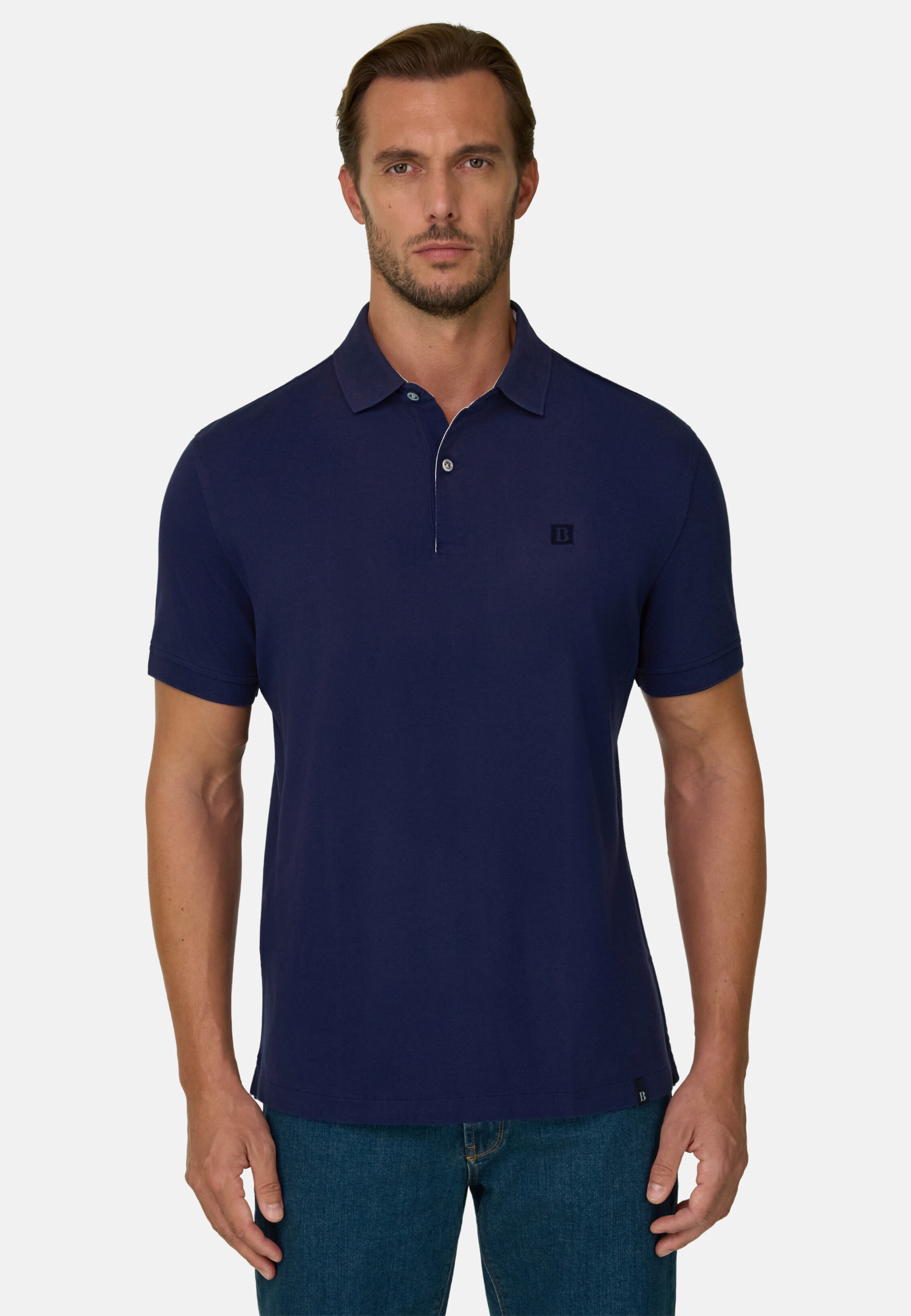 Polo Aus Baumwollpikee Regular Fit, Navy blau, hi-res