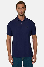 Polo In Piquè Di Cotone Regular Fit, Navy, thumb, 1