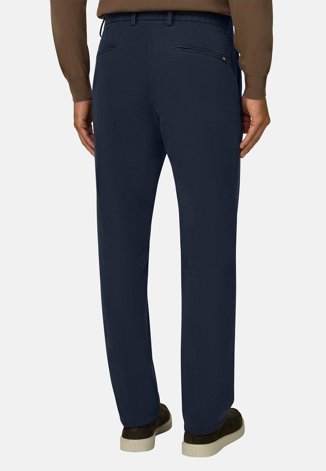 Trousers in Stretch Cotton, Navy blue, hi-res, 5