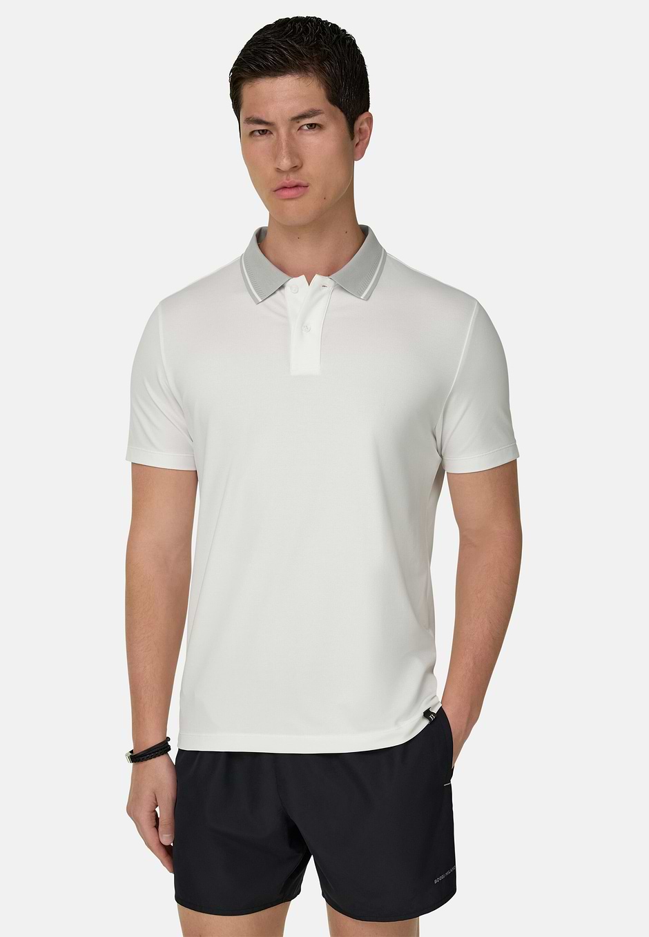 High-Performance Piqué Polo Shirt with S-Cafè® Yarn, White, hi-res
