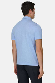 Cotton Linen Polo, Light Blue, thumb, 3