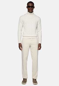 Jersey Blanco Cuello Alto De Lana Merina