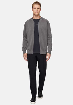 Bomber Tech Gris Foncé En Maille De Laine Mérinos
