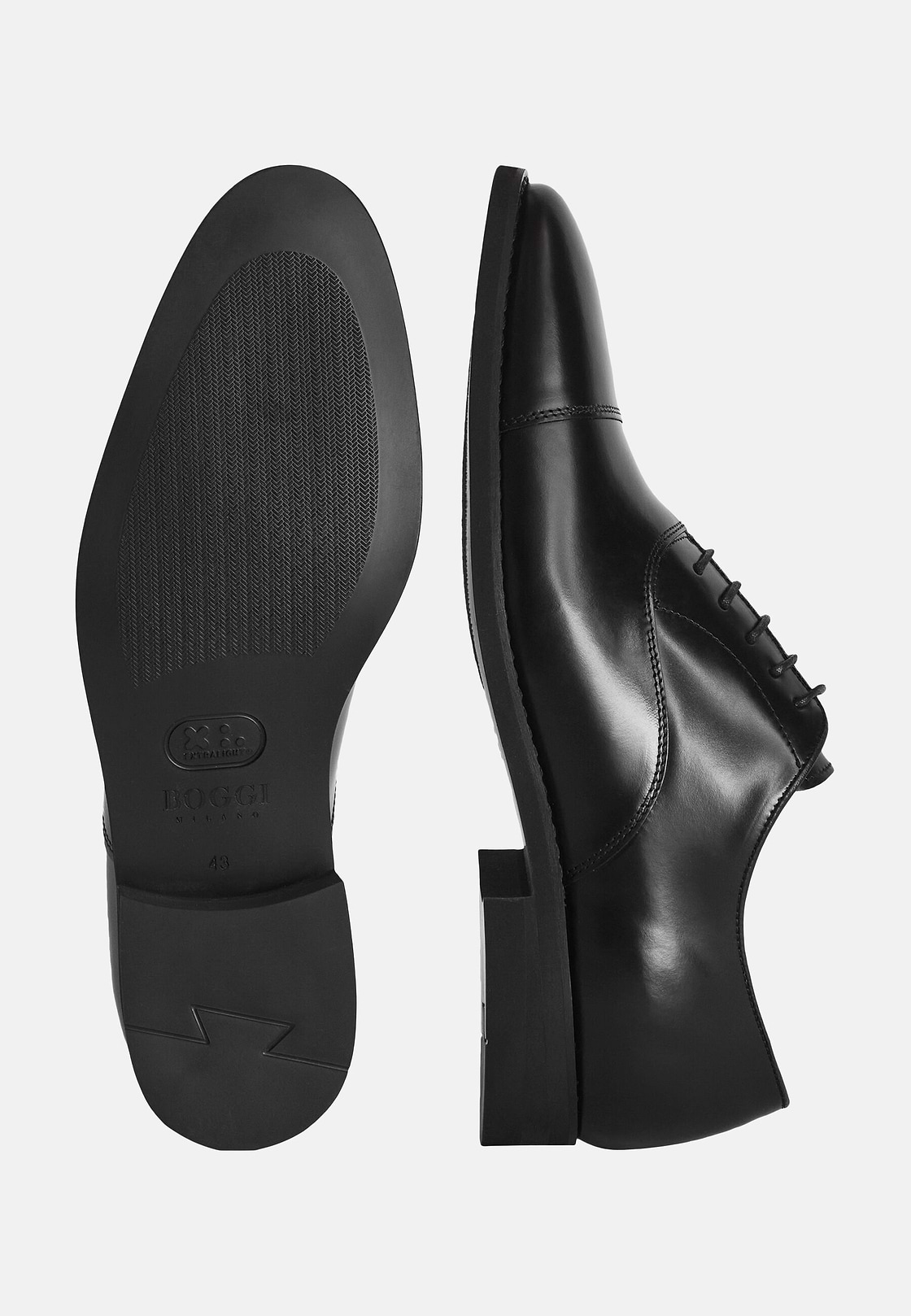 Oxford-Schuhe Aus Leder, Schwarz, hi-res