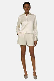 Bermudas Aus Satin, Creme, thumb, 3