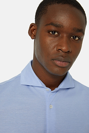 Slim Fit Polo Shirt in Filo Di Scozia Pique, Light Blu, hi-res