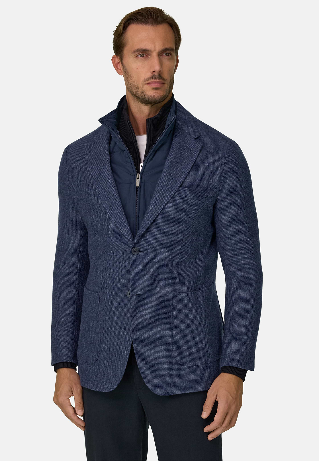 Blazer in Wool Blend with Removable Bib, Blue, hi-res, 1
