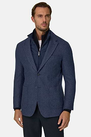 Blazer in Wool Blend with Removable Bib, Blue, thumb, 1