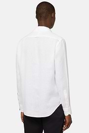 Camisa de linho branca de ajuste regular, White, hi-res