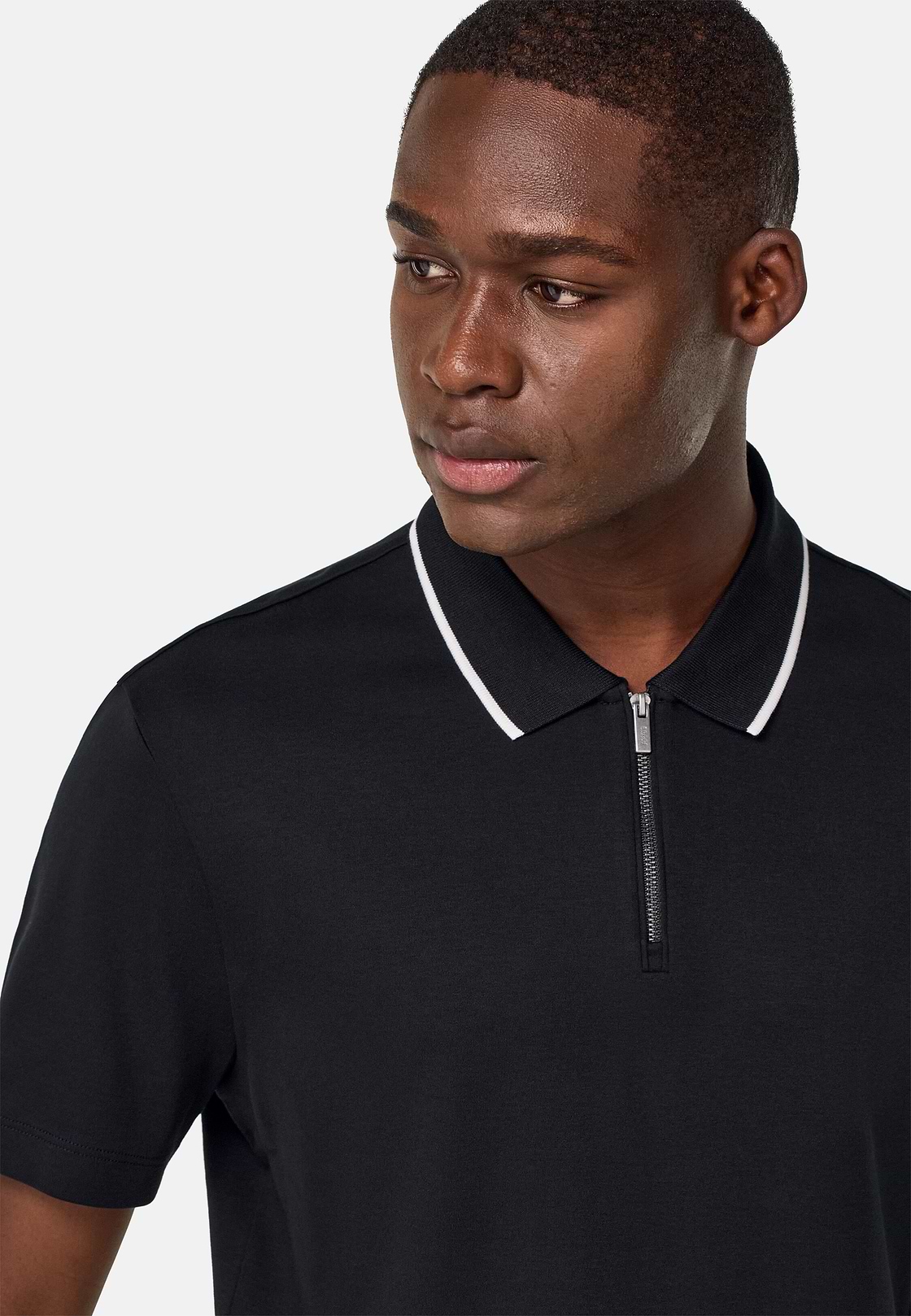 Half-Zip Jersey Polo Shirt, Black, hi-res