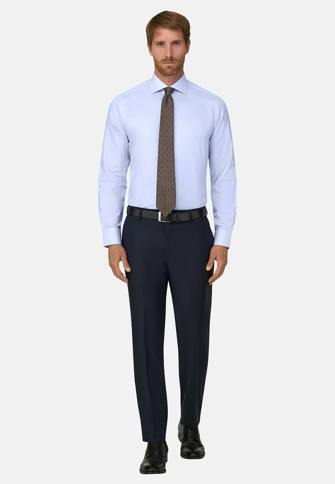 Overhemd in Katoen Dobby Slim Fit, Light Blue, hi-res, 2