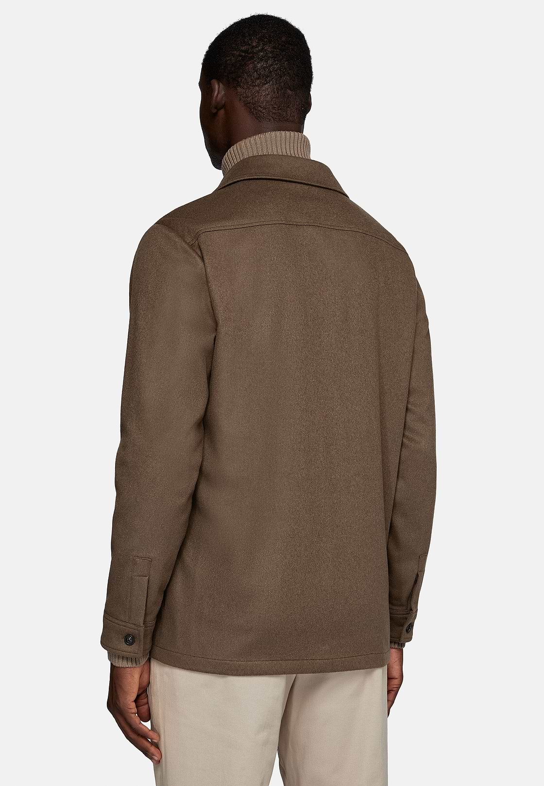 Link Shirt Jacket in Pure Cashmere, Brown, hi-res